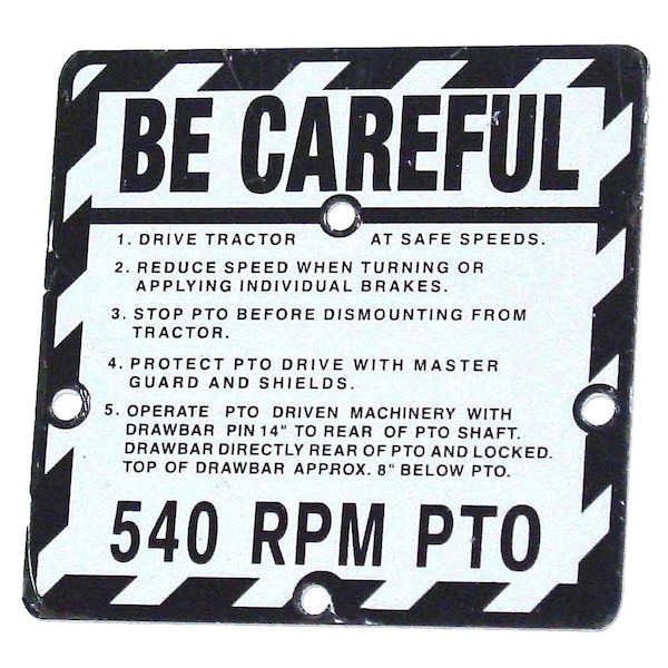 Aftermarket "Be Careful" Plate Fits John Deere Tractors From 1959 - 1960 OTK20-1042 - main